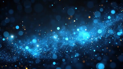 Abstract blue glowing particles.