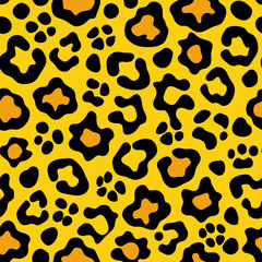Leopard seamless print on yellow background minimalist style
