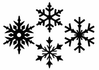 set of snowflakes isolated on white background