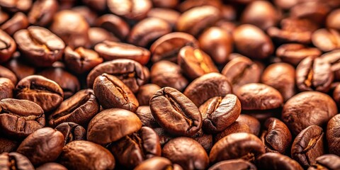 Fototapeta premium Background of roasted coffee beans with depth of field