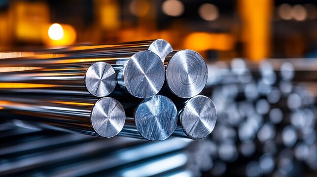 A stack of stainless steel rods sitting on top of a table