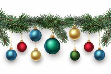 Fototapeta premium hristmas decoration on white background - a festive and charming sight. This image showcases beautiful Christmas decorations against a pure white backdrop, creating an atmosphere of holiday cheer. MZ