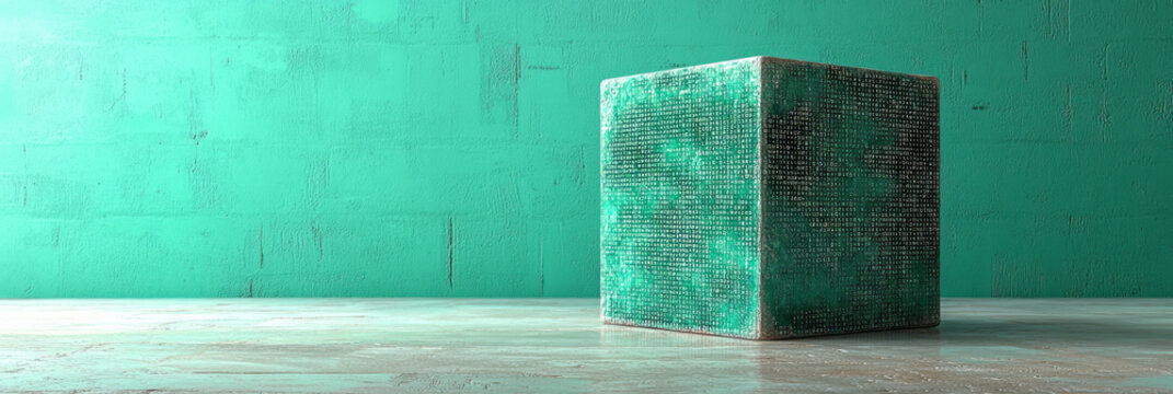 A 3D code cube with lines of Python text on each face,