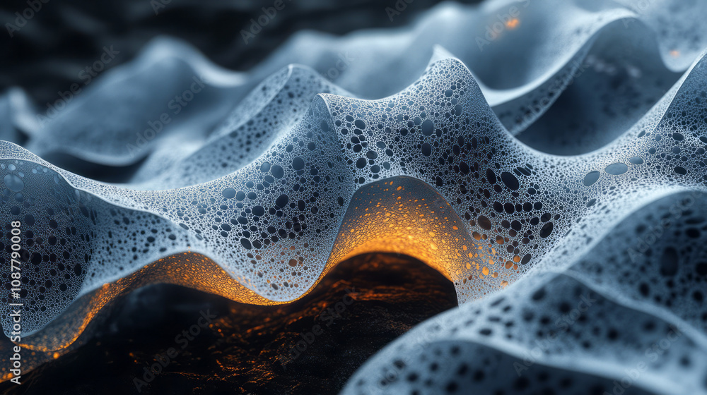 Poster a surreal 3d form featuring dense, velvety microfibers, creating a soft and tactile visual effect,