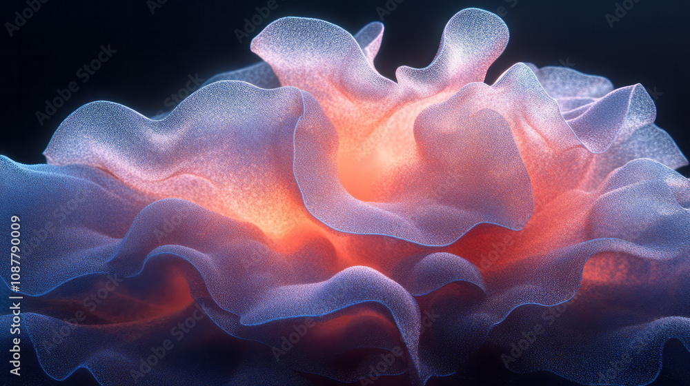 Poster a surreal 3d form featuring dense, velvety microfibers, creating a soft and tactile visual effect,
