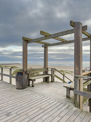 Fototapeta premium Seascape of Torreira beach during the sunset, Murtosa - Aveiro, Portugal