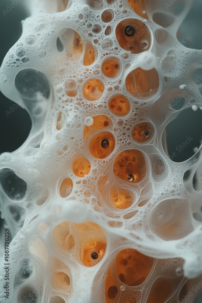 Poster abstract volumetric forms with microfuzzy textures, glowing softly as they overlap and intertwine,