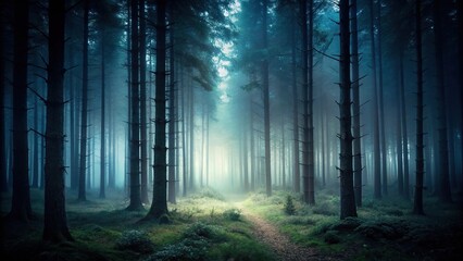 Naklejka premium dark and unsettling forest scene with a mysterious and melancholic ambiance