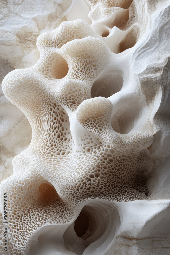 Aufkleber abstract 3d shapes with dense, velvety microfuzzy textures, forming intricate overlapping patterns,