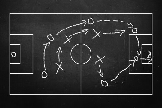 The scheme of the game. Strategy. Tactics. On the chalkboard. For your design.