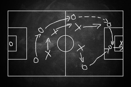 The scheme of the game. Strategy. Tactics. On the chalkboard. For your design.