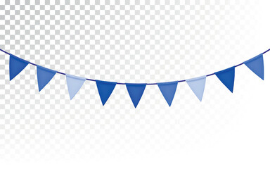 Boy blue flag garland. Elegant fabric baby shower banners.