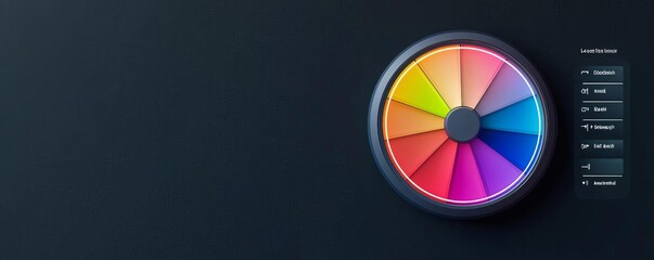 Obraz premium Lighting control interface, color wheel for mood lighting, brightness sliders, clean design