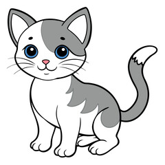Obraz premium Vector illustration of a cute cat, pet