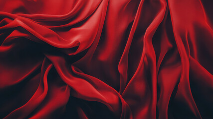 Obraz premium Elegant Dark Red Silk Fabric Drapes Gracefully, Creating a Sense of Luxury and Warmth
