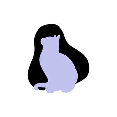 Minimal Cat Silhouette on Black Curve - Modern Pet Logo Design - SVG