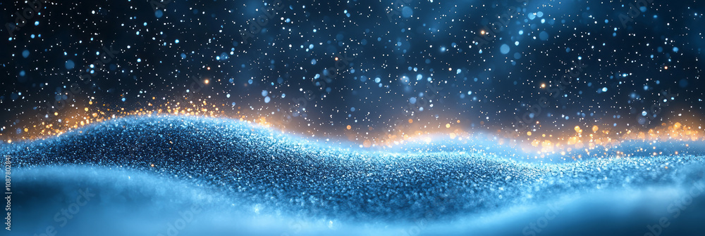 Aufkleber falling snow with subtle shimmering highlights, creating a serene and minimalist winter scene,
