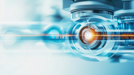 Fototapeta premium Abstract technology background featuring futuristic lenses and light effects. Generative AI