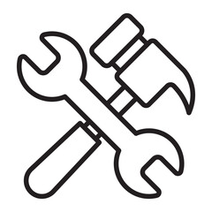 Wrench and Hammer Tools line icon.