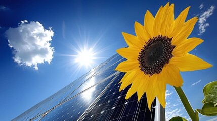 sunflower solar energy and the vibrant power of nature in promoting sustainability.






