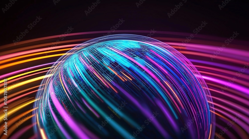 Poster globe abstract vibrant energy and the dynamic movement of creativity and technology.