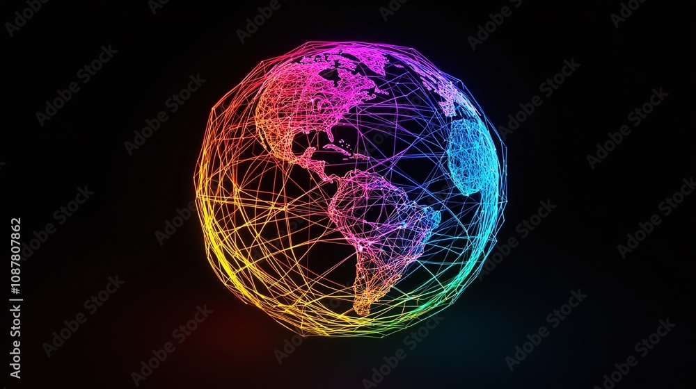 Poster globe network digital connection and the future of global sustainability through innovation and tech
