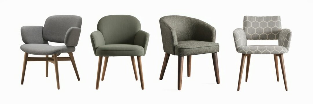 Contemporary Seating Collection: A curated selection of modern armchairs showcases diverse designs, inviting comfort and sophisticated style to any interior space.