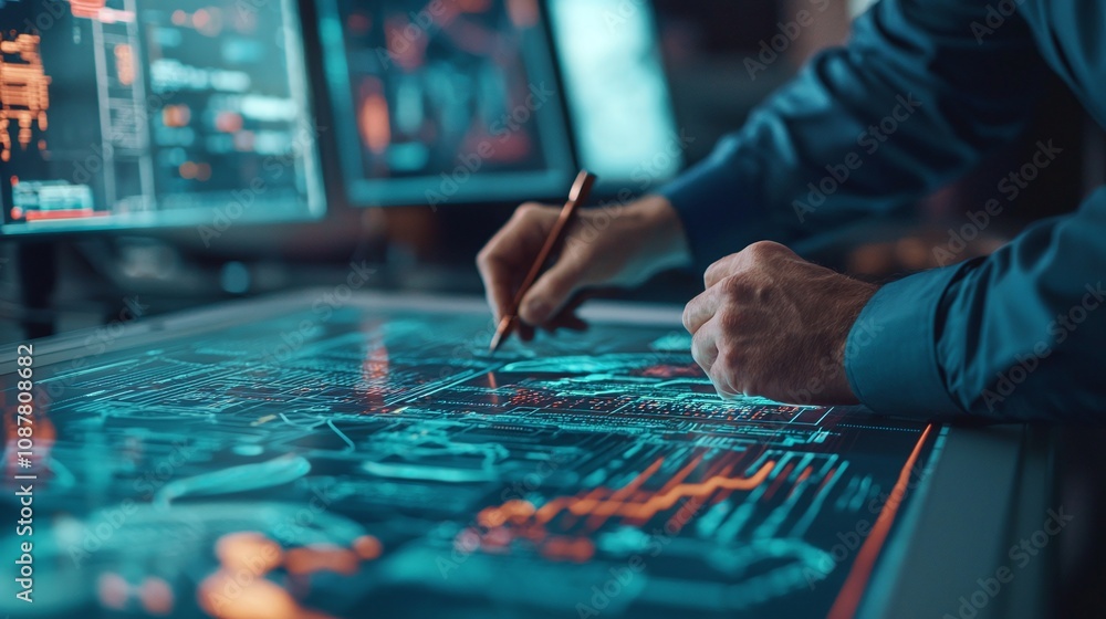 Poster technology digital interface and the role of innovation in modern systems and automation.