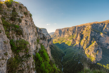 Vikos Gorge from the Oxya Viewpoint in the  national park  in Vikos-Aoos in zagori, northern Greece. Nature landscape
