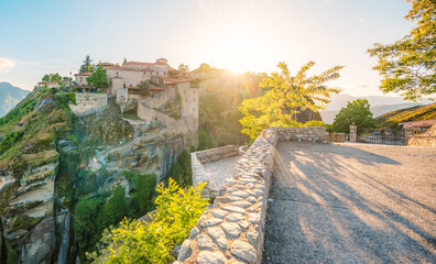 The monastery Meteora, rocky monasteries complex in Greece near Kalabaka city. Holy Monastery of...