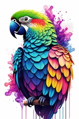 Obraz premium Vibrant Geometric Parrot Illustration with Neon Colors