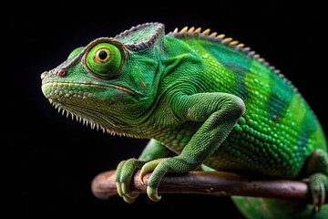 Fototapeta premium Chameleon on black background