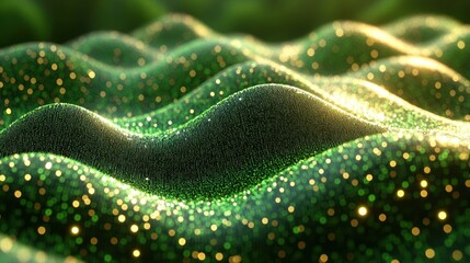 Abstract green glittering waves.