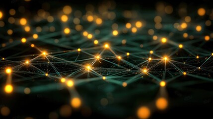 Abstract network of glowing points connected by lines.