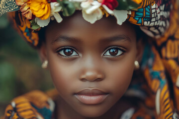 Fototapeta premium Girl in bright headwrap outside