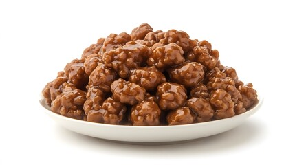 Obraz premium Food, Japanese Dish Natto, on White Background, Photo Realistic, Wallpaper, Cover and Screen for Smartphone, PC, Laptop, 9:16 and 16:9 Format