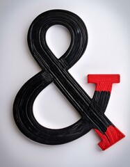 and sign & symbol black red on white background isolated ampersand simple modern design
