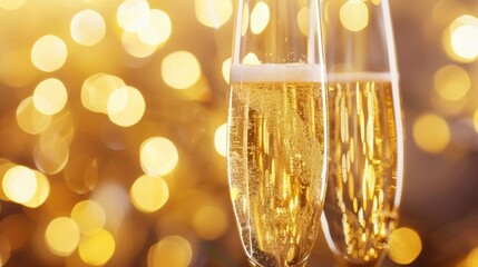 Defocused bubbles in champagne flutes add a touch of elegance to the event.