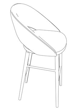 recommend clip art: Bar Chair, Bar stool editable vector illustration on white background. chair Line art, clip art, Fancy Chair, Hand-drawn design elements 
