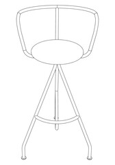 Hand-drawn bar chair and stool vector illustration. Editable line art design ideal for bar furniture, kitchen counters, and trendy seating options in modern interiors