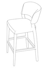 Bar chair and stool editable vector illustration  Fancy line art design, hand-drawn elements for modern bar furniture, stylish seating, and interior decor. Perfect for kitchen, lounge, or pub settings