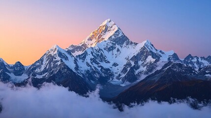 Obraz premium Scenic himalayas covered in snow concept. Majestic Sunrise Over Towering Himalayas
