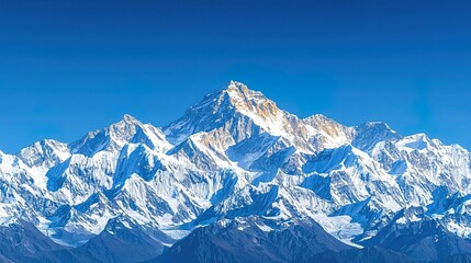 Obraz premium Scenic himalayas covered in snow concept. Sunrise Over the Himalayan Range with Icy Peaks