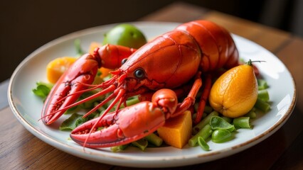 Crayfish on a white plate.