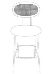 Hand-drawn bar chair and stool vector illustration. Editable line art design ideal for bar furniture, kitchen counters, and trendy seating options in modern interiors