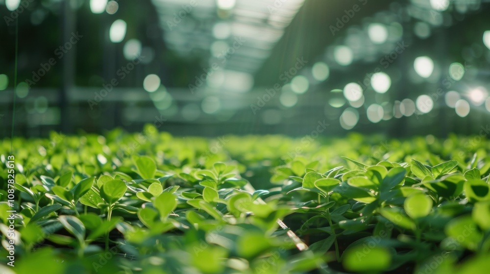 Poster fuzzy glimpse of an indoor farm where nature and technology intersect to create a thriving environme