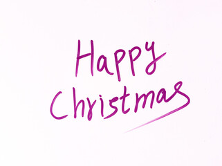 Happy Christmas hand written text typography on white background 