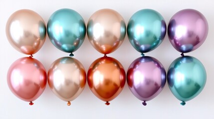 Foil balloon metallic concept. Vibrant Metallic Foil Balloons in Various Shades