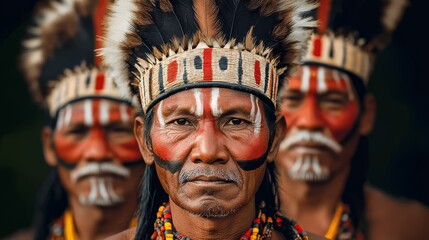 Obraz premium Hornbill Festival. Tribes people wearing traditional headdresses, esoteric, and related to ancestors.