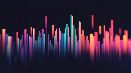 Colorful Neon Soundwave Bars in a Futuristic Abstract Design on Black Background